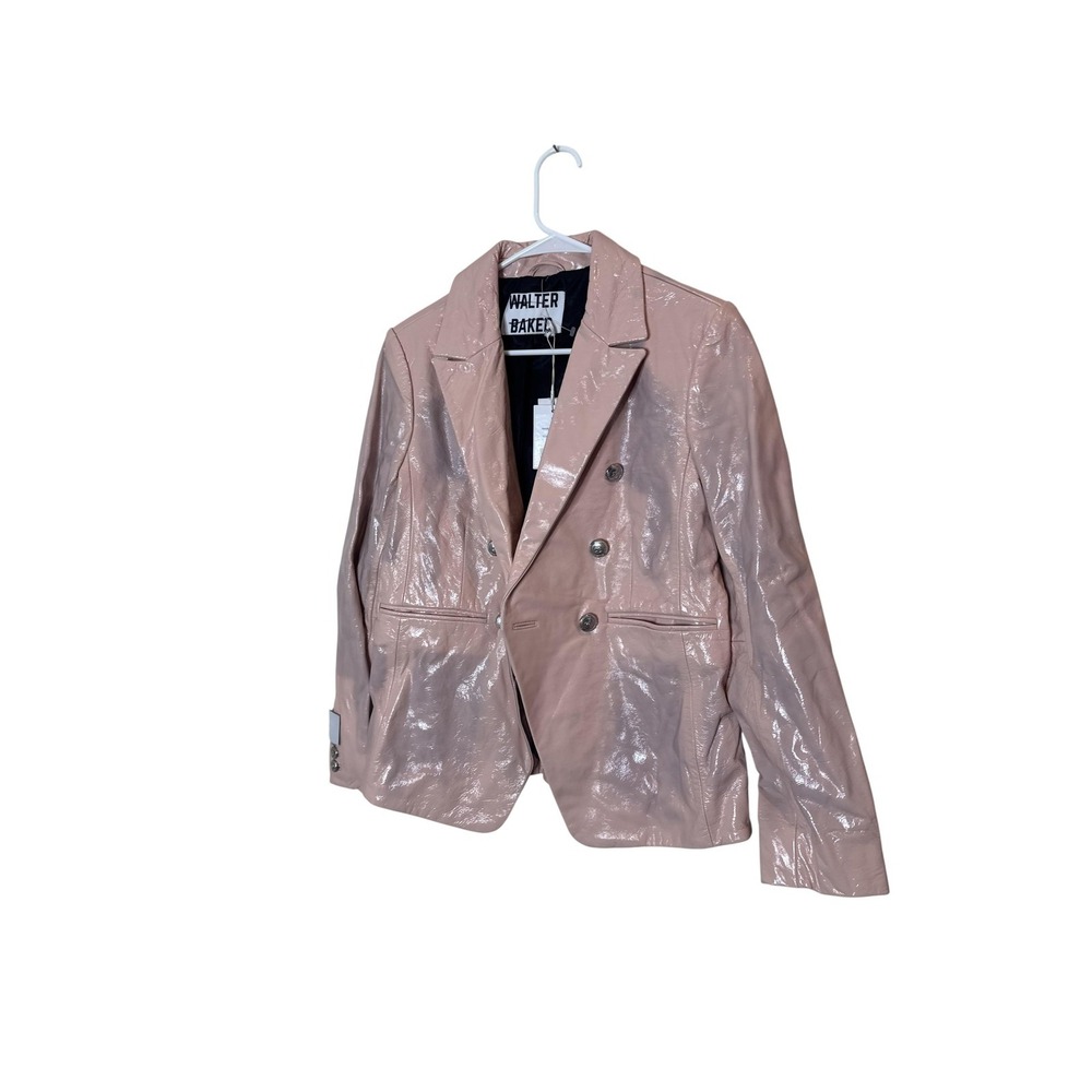 Walter Baker Blazer Womens Medium Sorbet Pink Patent Marley‎ Leather Suit Jacket